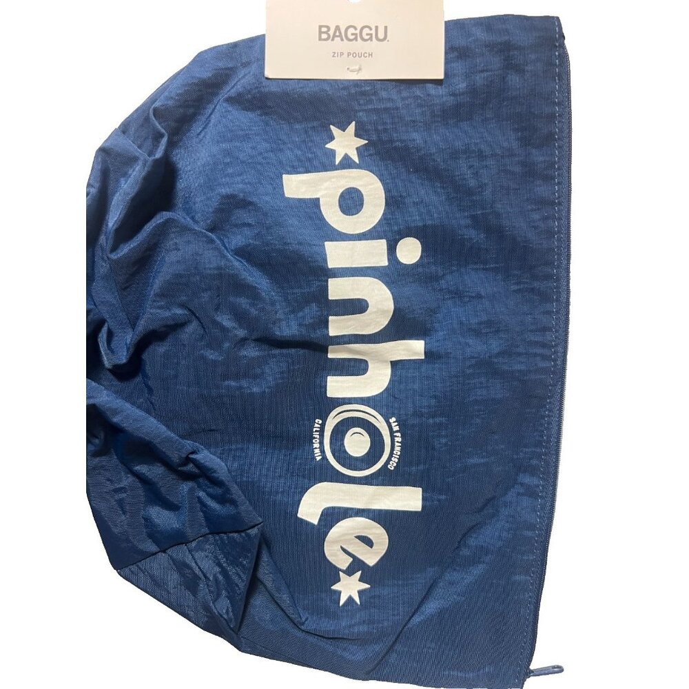 BAGGU Blue Logo Print Zip Pouch Reusable Bag